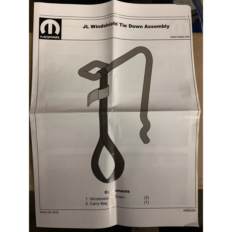 OEM 2018-2025 Wrangler JL, 2020-23 Jeep Gladiator Windshield Tie Downs