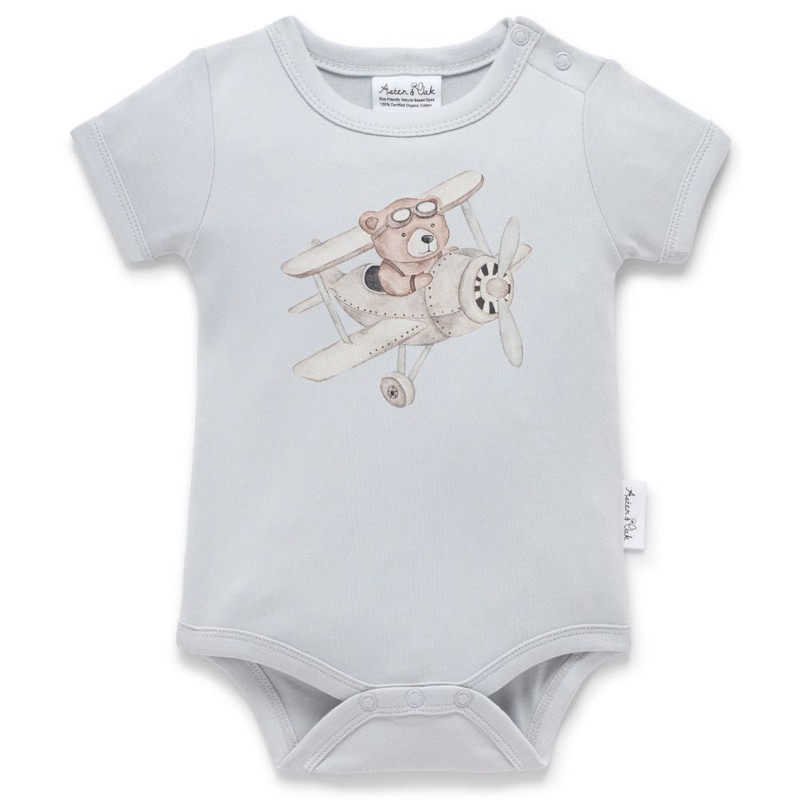 Aster & Oak Flying Oli Bear Print Onesie, 000 (0