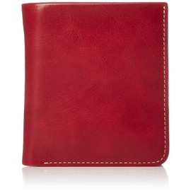 Hanatra M03-Black Italian Leather Bi-fold Wallet, Light and Small Wallet, Vegetable Tanned Leather, red