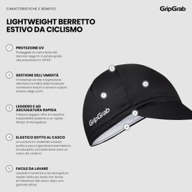 GripGrab Berretto da Ciclismo Estivo Leggero Cappello in Rete sotto Il Casco con Protezione UV Altamente Traspirante