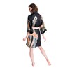 KIM+ONO Women's Charmeuse Kimono Robe Short - Peacock Feather -