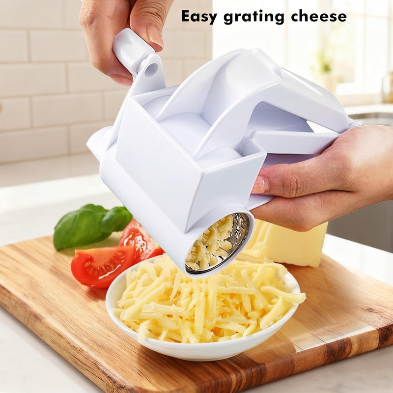 Rotary Cheese Grater with Handle, Handheld Cheese Grater with 2