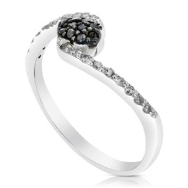 Vir Jewels 1/4 cttw Black and White Diamond Composite Ring .925 Sterling Silver Size 7