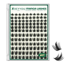 KEYYOU Manga Lash Clusters 8-18mm Fairy Eyelash Clusters Natural DIY Lash Extension Wispy with Soft Thin Band(MG01)