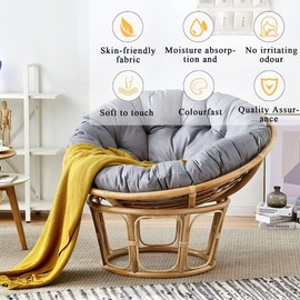 Bettschlange Papasan Hanging Chair Cushion, Reading Chair Round, Garden Chair Seat Cushion, Papasan Hanging Chair Cushion (Chairs Not Included), Khaki, 60 x 60 cm