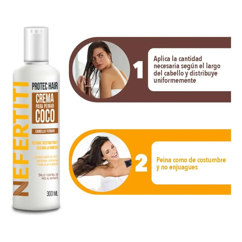 Crema Para Peinar Coco Con Keratina Cabello Teñido 300ml