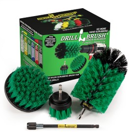Drill Brush Power Scrubber by Useful Products Brochas de taladro de cocina verdes con extensor de largo alcance, kit de extensión de cepillo para polvo de taladro – accesorio de cepillo para polvo de limpieza giratorio para taladro