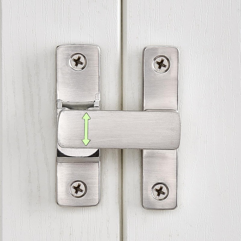 Wocoe 3 Packs Silvery 90/180 Degree Barn Door Lock ，Premium