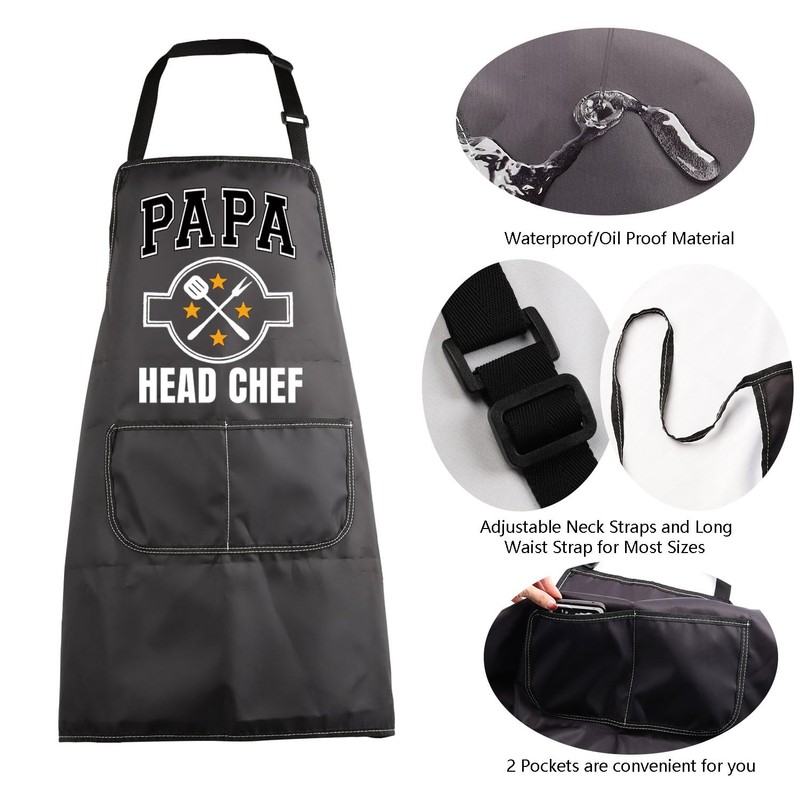 MBMSO Papa Head Chef Apron for Grandpa Apron Fathers Day