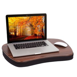 Sofia + Sam Oversized Lap Desk with Memory Foam Cushion | Wood Top and Large Size | Fits Laptops Up to 17" | | Brown and Black | Portable Home Office Stand | Work from Home