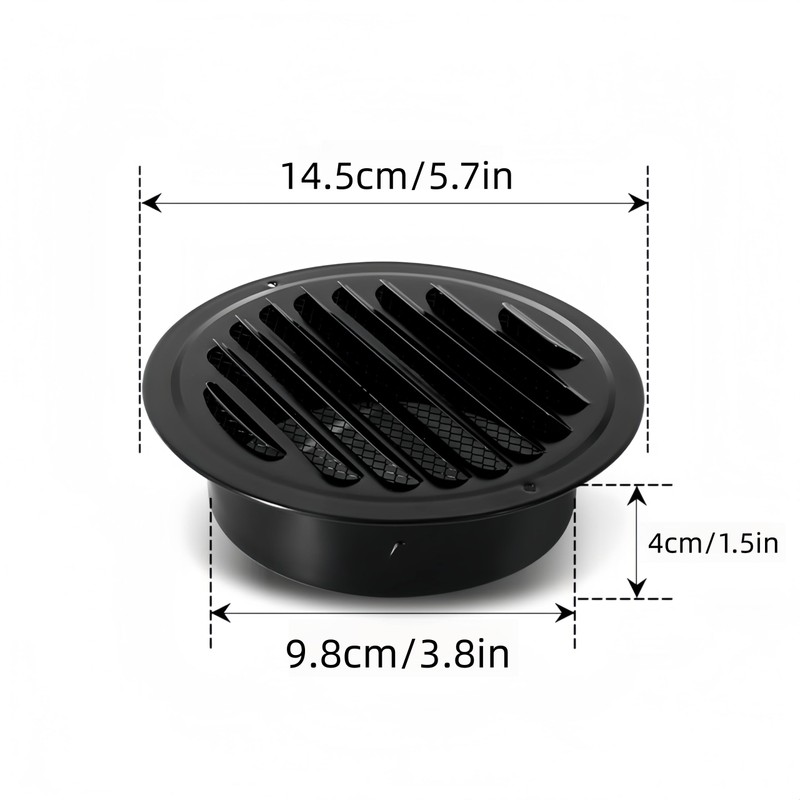 4 Inch Stainless Steel Vent Round Black Soffit Vent Cover