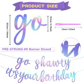 Pre-Strung Rainbow Go Shawty It's Your Birthday Banner NO DIY Hip Hop Theme Funny Glitter Happy Birthday Decors Banner Rap Theme Happy Birthday Sign for man Adult Women birthday Party Photo Backdrop