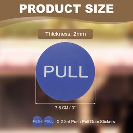 PATIKIL 2Set Push Pull Door Stickers, 3in Push and Pull Signs Plate Acrylic Vertical Self-Adhesive for Doors Glass Window Business Stores, Round, Blue