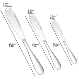 Generic Butter Knife Set of 3-Piece Size, Silver Butter Spreader, Cheese Knife, Spreader Knives, Stainless Steel
