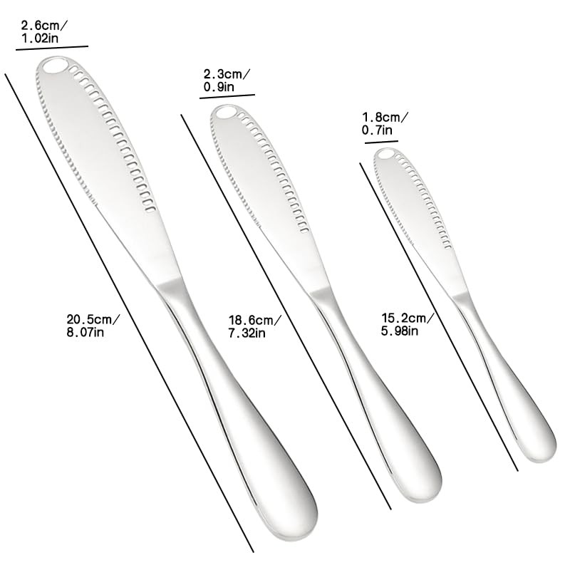 Generic Butter Knife Set of 3-Piece Size, Silver Butter Spreader,