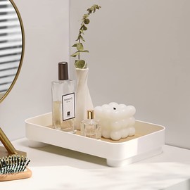 MRPAPA MRPAPA Bathroom Tray, 9"6" Vanity Trays, White Rectangle Decorative Catchall Organizer Storage Small Dresser Tray Counter Perfume Table Serving