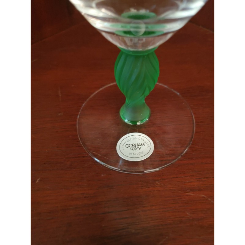 GORHAM CRYSTAL GREEN STEMMED ICED TEA OR WATER GLASS- SET