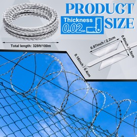 Hoolerry 328 ft Razor Wire Fencing Concertina Wire Razor Barbed Wire Fence Galvanized Steel Razor Wire with Protective Gloves for Garden Wall Farm Factory Back Yard Security Protection