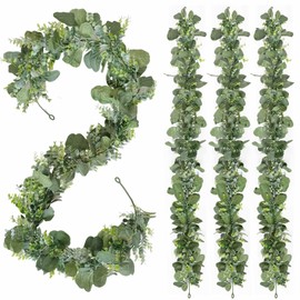 YAKESD Eucalyptus Garlands, 4 Packs 5.8FT Long Faux Eucalyptus Leaves Garland Plant, Artificial Hanging Plant for Wedding Bouquet Flower Home Decor