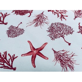 Red Starfish Nautical Teflon Coated Fabric Coral Reef Home Decor Upholstery Marine Material - 140cm Wide (Sold by The Metre)