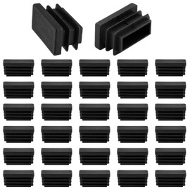 Waziaqoc 32pcs Rectangle Plastic Hole Plugs 1 x 1/2 Inch, Black Tube Insert Plug Cap Rectangular End Caps Floor Protector Tube Hole Cover for Table Chair Legs