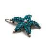 Double Accent Hair Jewelry Austrian Rhinestone Starfish Barrette Teal