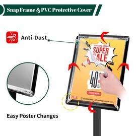 3Pcs Heavy Duty Pedestal Sign Holder for Display, 8.5 x 11 inches Adjustable Floor Standing Sign Holder with Weighted Base,Sign Stand for Indoor/Outdoor Advertising，Black