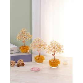 JSDDE Chakra Feng Shui Tree, Tree of Life Decoration, Healing Stones Gemstones Tree, Money Tree, Crystal Tree, Lucky Charm, Spiritual Feng Shui Decoration (Citrine)