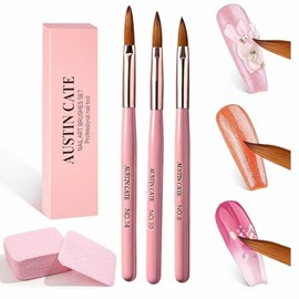 Set de Pinceles para Uñas Acrílicas Profesional, 4 Piezas con Paños de Limpieza, Pinceles para Manicura, Pintura de Uñas, Arte en Uñas, Ideal para Salón y Uso Doméstico