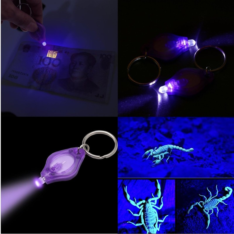 MODOAO Mini LED UV Key Fob Black Light Torch UV