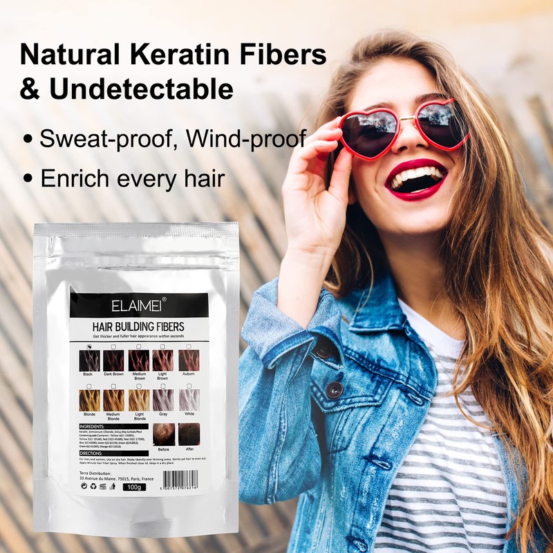 Hair Fibers Spray Refill Powder 100 Grams,Medium Brown,Thinning Fine Hair