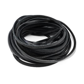 10 Yard Black Leather Cord, Flat Genuine Leather Cord, 3 mm Leather Necklace Cord, Leather String Cord, Strip Cord Braiding String, Leather Lace for Craft Jewelry Bracelets Necklaces (Black)