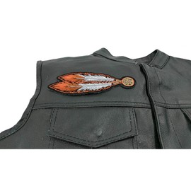 Brown White Feathers Patch - 2.25x6.5 inch. Embroidered Iron on Patch