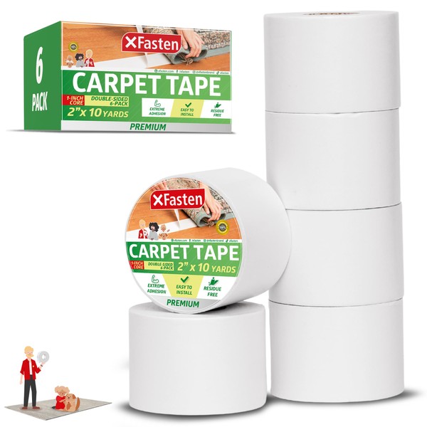 XFasten Double Sided Carpet Tape for Area Rugs - Heavy