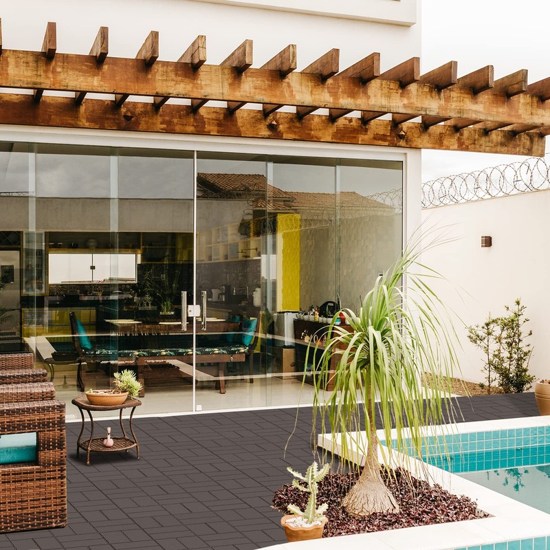 Goovilla Plastic Interlocking Deck Tiles, 9 Pack Outdoor Patio Flooring,