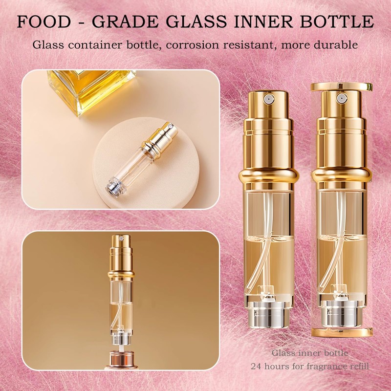 DIOHIO 8ml Perfume Atomizer Travel Refillable, Mini Cologne Dispenser, Bottom-Filling