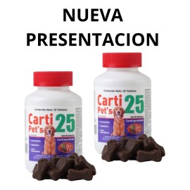 Paquete De 2 Frascos Tabletas Carti Pets 25, 30 Tabletas