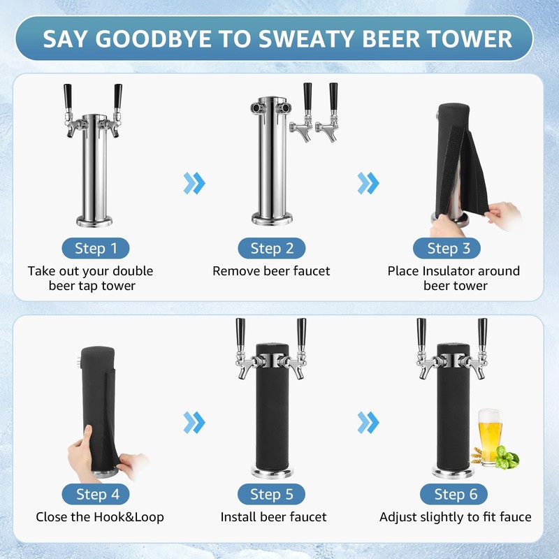 Beer Tower Cooler Insulator, Kegerator Tower Insulator Sleeve for 3”