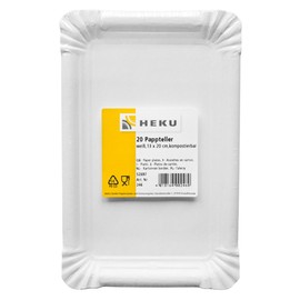 Heku Paper Plates White Approx. 13 x 20 cm Pack of 20