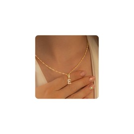 TINGN Gold Necklace with Letters for Women Girls - 14 Carat Gold Plated Twisted Curb Chain Zircon Letters A-Z Pendant Chain Gold Necklace Name Chain Jewellery for Women Girls Gifts, Brass