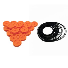 20PCS 2MM Hole Plastic Belt Pulley Drive Pulley with Rubber Transmission Belts Pulley Belts for DIY Model Toy RC Car Airplane Accessories (Orange, 17mm Diameter)