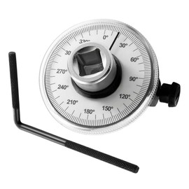 BYOBYO 1/2 Inch Drive Torque Angle Gauge, Silver 360 Degree Adjustable Car Gauge Tool Drive Angle Torsion Wrench Measure for Chassis Components