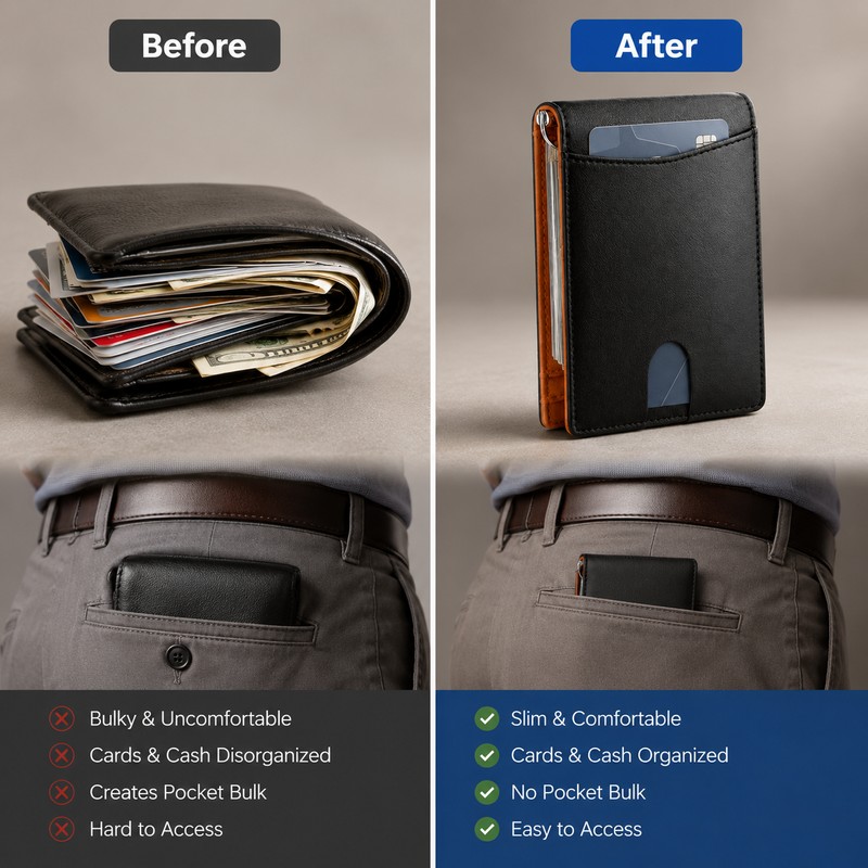 Slim RFID Card Holder Wallet for Business and Travel –