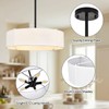 PUMING 19.7" 5-Light Black Drum Chandelier with Modern White Linen