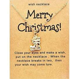 COLORFUL BLING Christmas Necklace with Wish Card for Women Tree Reindeer Snowflake Pendant Necklace Xmas Day Santa Party Costume Jewelry Thanksgiving Gifts-Shoe