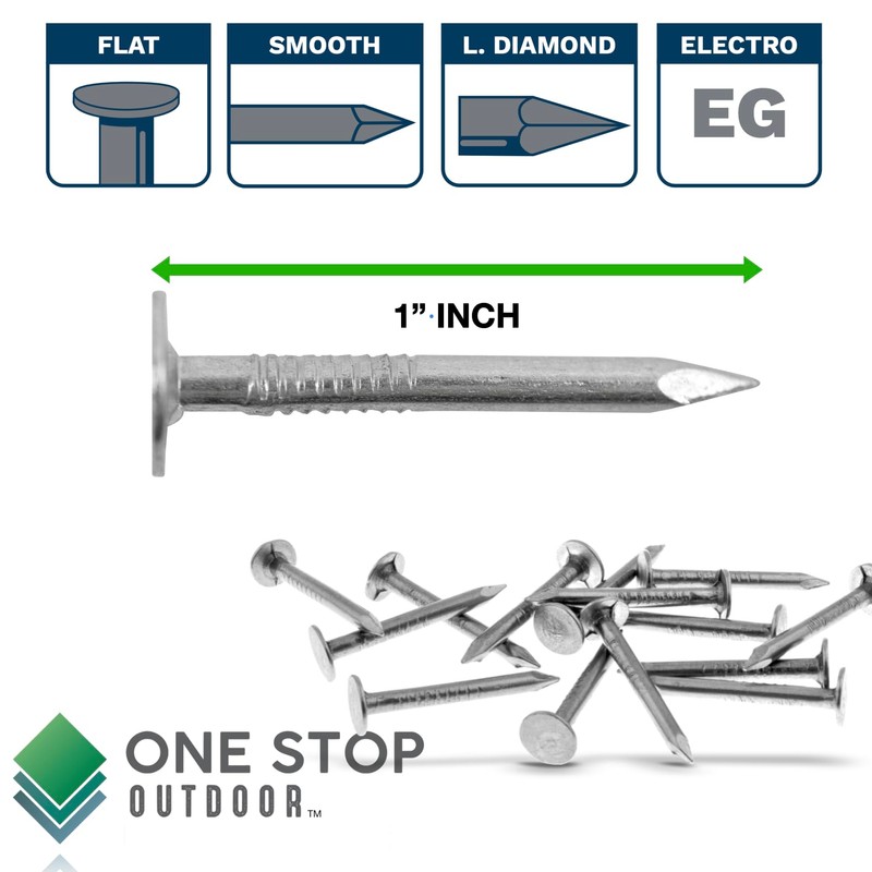 (500 Pack) 1 Inch - Galvanized Roofing Nails Professional Grade