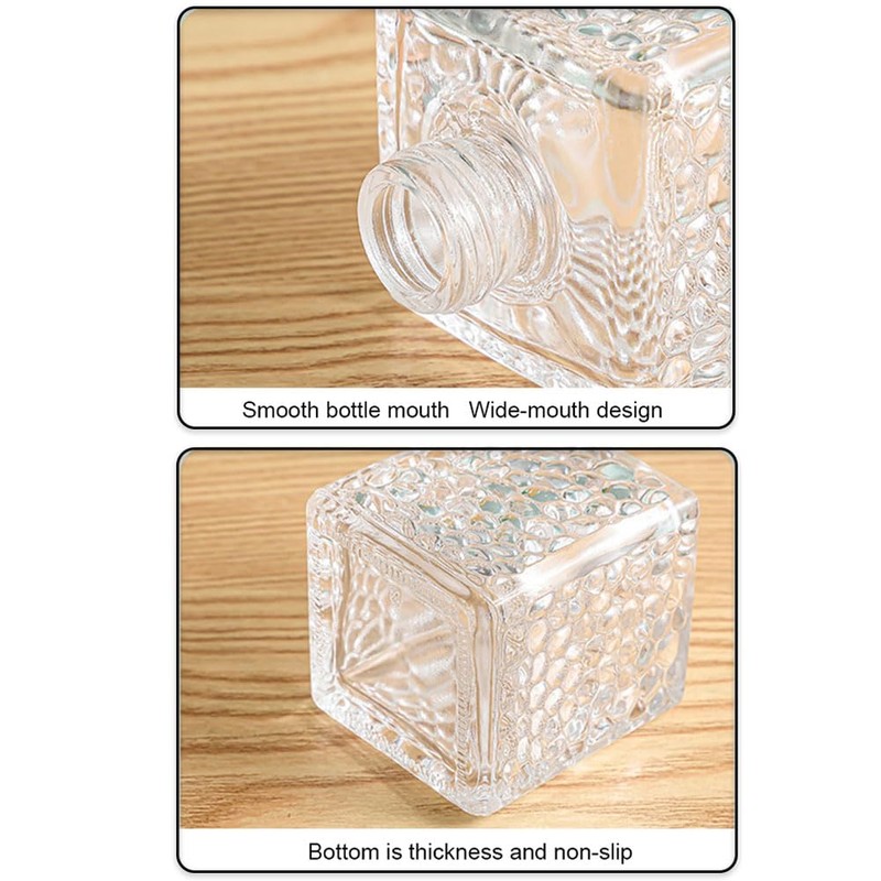2PCS 50ml/1.7oz Empty Clear Square Glass Diffuser Bottle Diffuser Jars