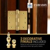 Embassy Solid Brass Door Hinges - 3 x 3 Inch,