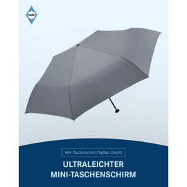 FARE Filigrain Only95 Ultralight Mini Pocket Umbrella - At Only 95 g, The Lightest Umbrella on the Market; Pack Size Only 20 cm, Perfect for Any Handbag, gray, Simple and elegant