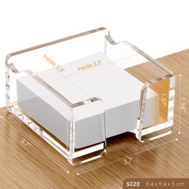 SANRUI Acrylic Sticky Note Holder , for Post-it Note Pad Dispenser Desktop Accessories Organization, Self Memo Pad for School Office Desk Supplies ( 3''x3'' Clear)